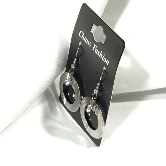 Textured Circle Dangle Earrings (UC3) - Picture 5 of 7